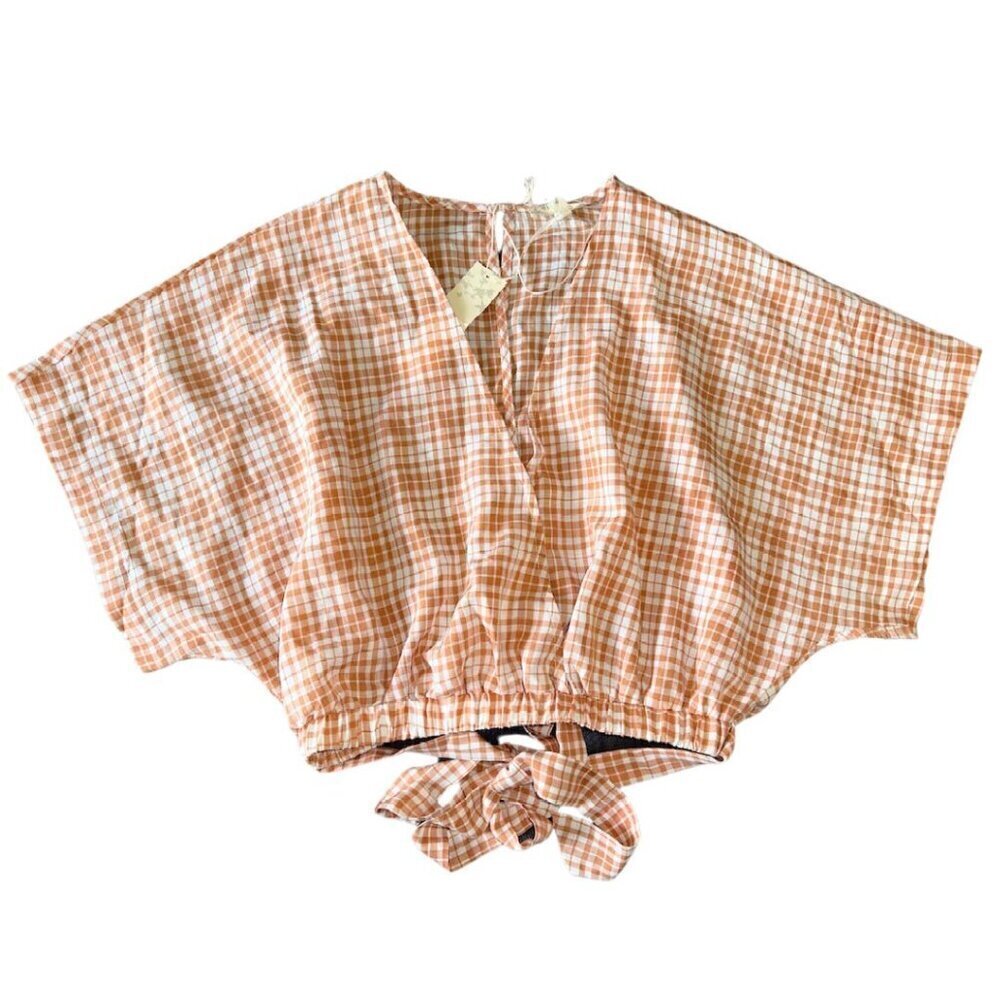 Orange White Gingham Crop Top